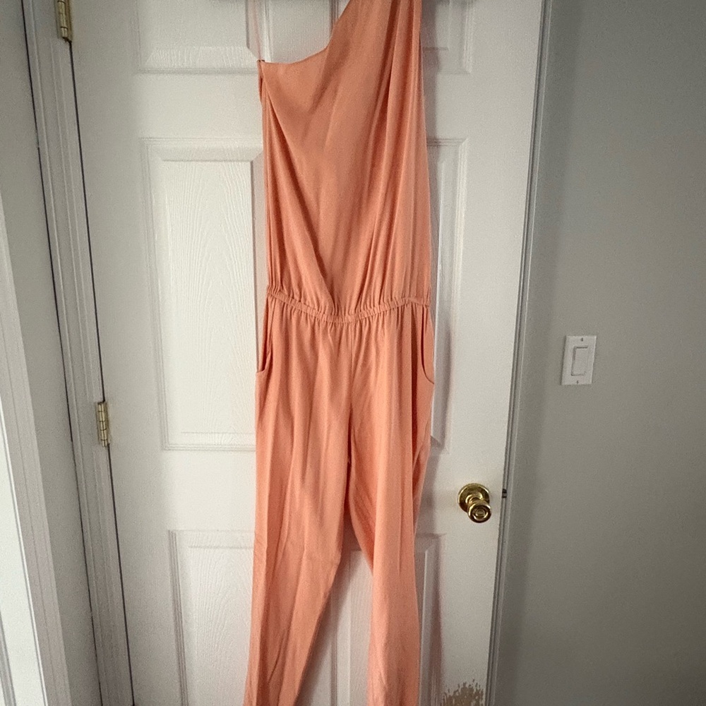 Ramy Brook Orange One-Shoulder Jumpsuit with Fitted Waist